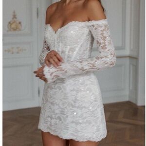 BRAND NEW Rosie Etienne White Lace Off-Shoulder dress